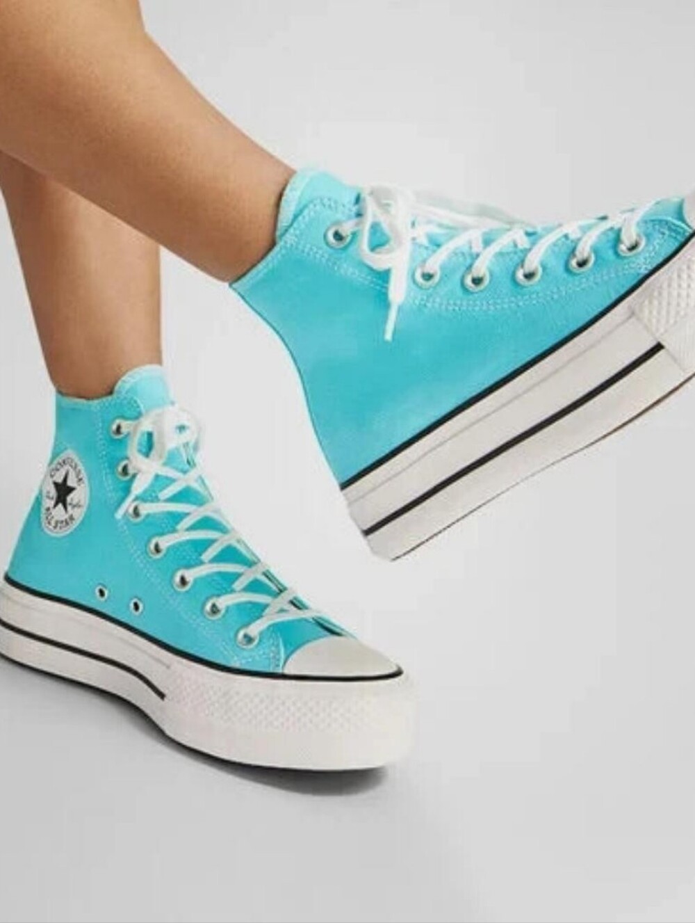 Converse Chuck Taylor High-Top Sneakers in Turquoise Blue/ Platfom Women